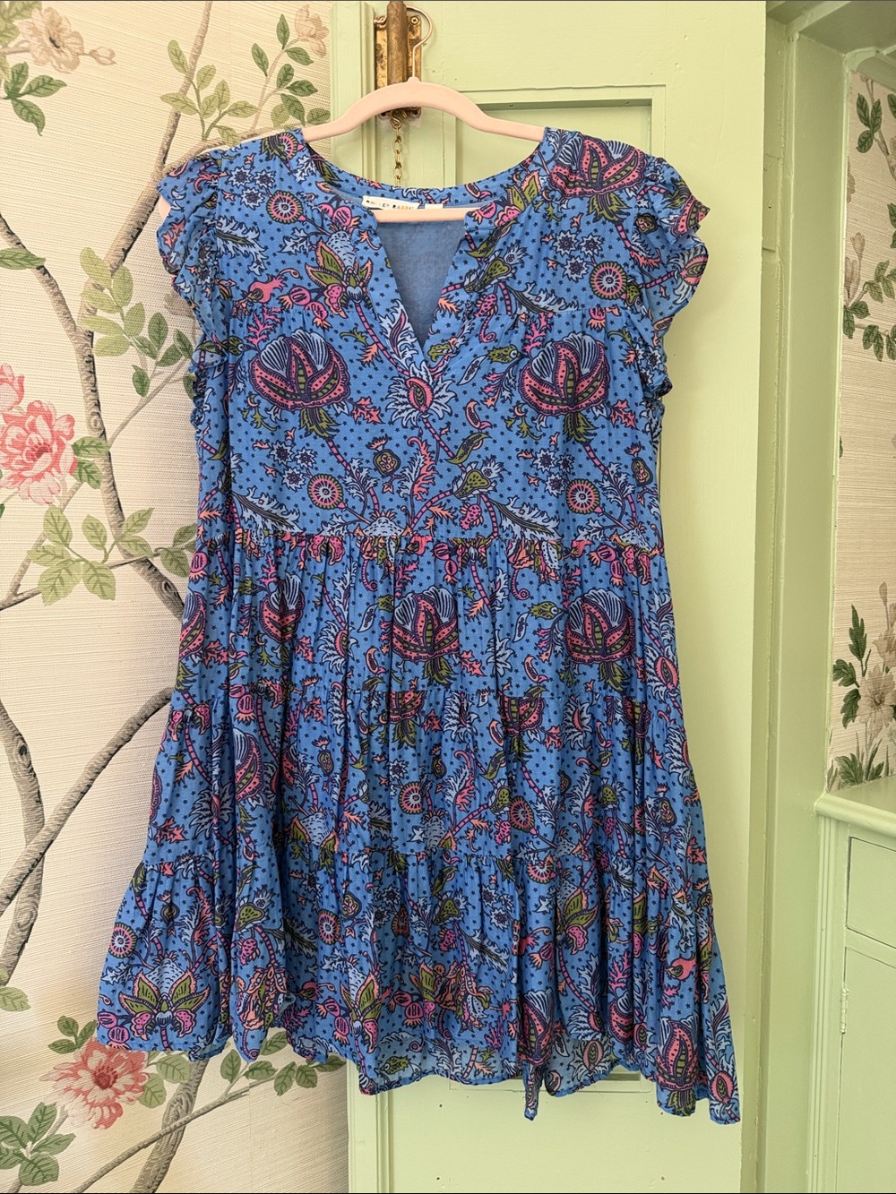 Roller Rabbit Blue Floral Paisley Mini Dress